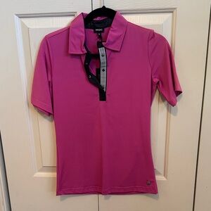 Women's Pink Short-Sleeve Polo Top